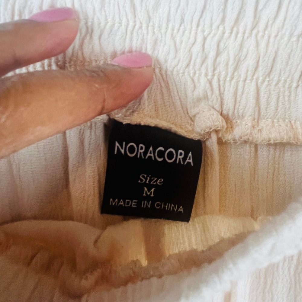 NoraCora Cream Cotton Wide Leg Pants Medium - Picture 3 of 5